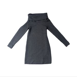 NWOT Lou & Grey Long Sleeve Cowboy Turtleneck Black Gray Houndstooth Mini Dress